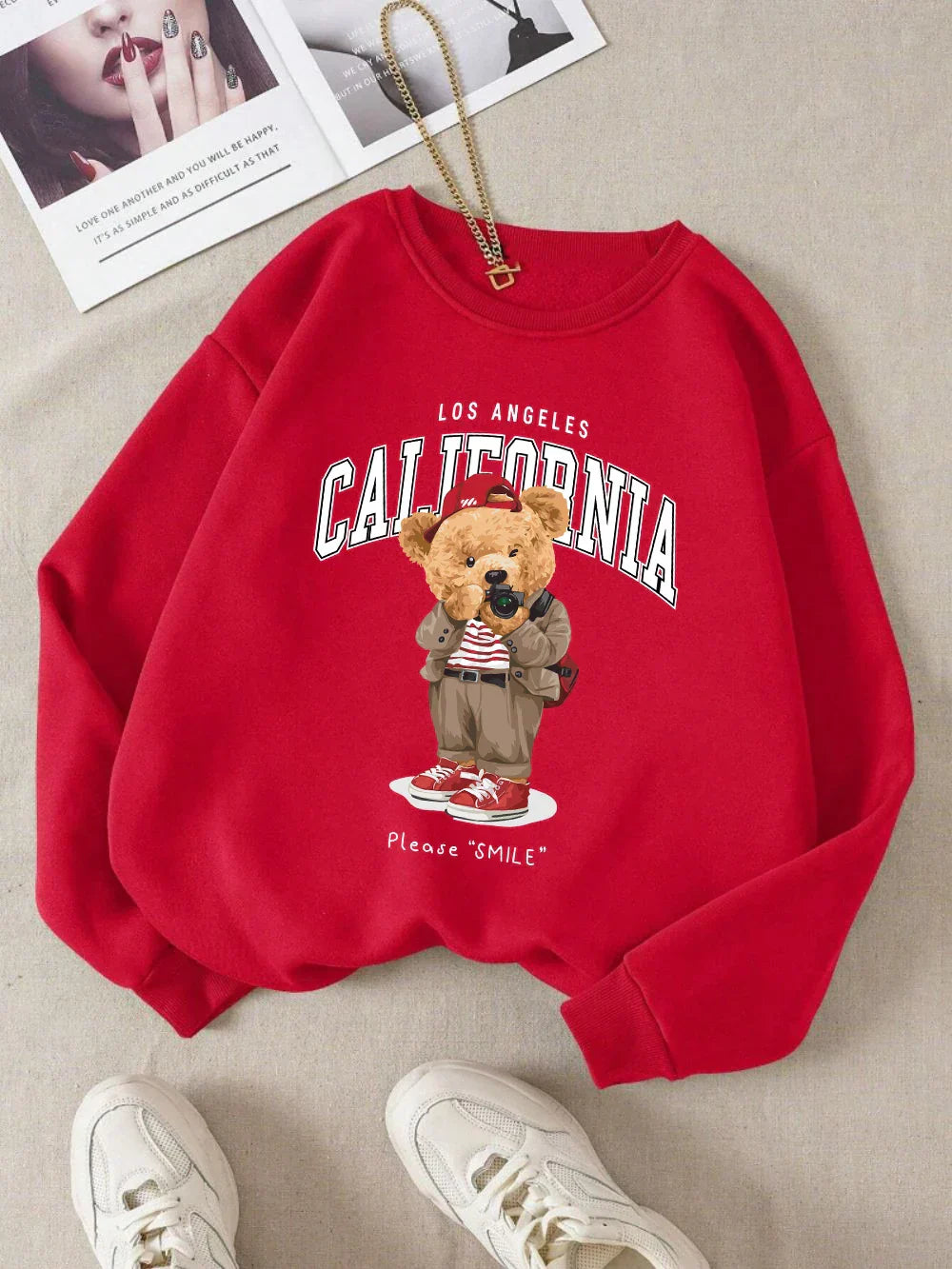 Unisex California Bear Sweater - Oversized Sweater with Bear Print