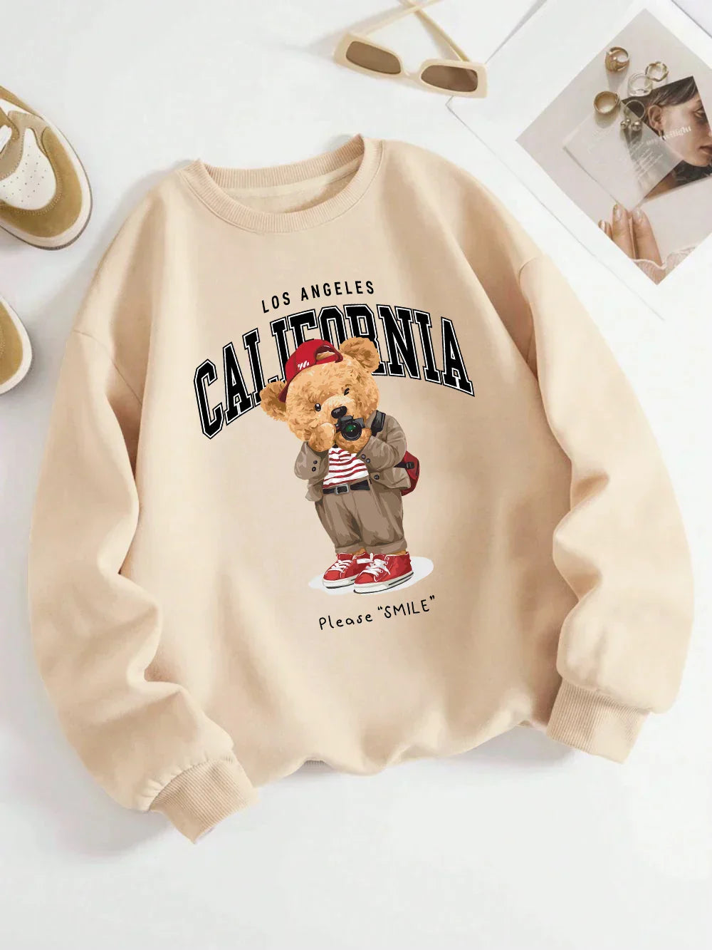 Unisex California Bear Sweater - Oversized Sweater with Bear Print